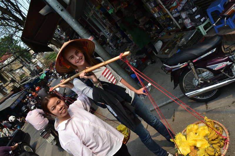 Hannah tries her hand as a street vendor