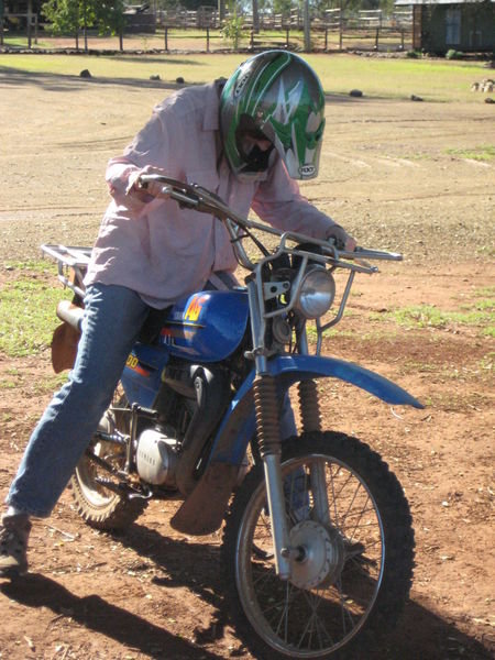 Lucy in a dirt bike lesson