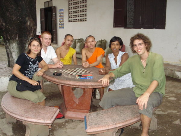 meeting the monks in Vientiane