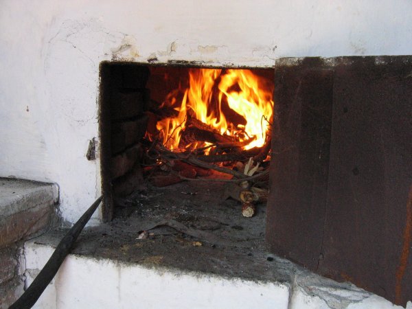 The wood fired oven.
