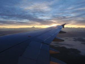 Taking off from Santiago at Sunrise