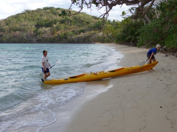 Emil and Pol return from their kayak safari