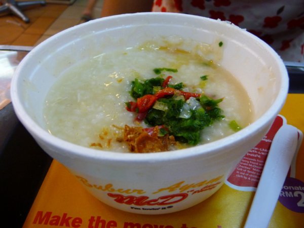 McDonalds attempt at 'bubur ayam' (chicken porridge)