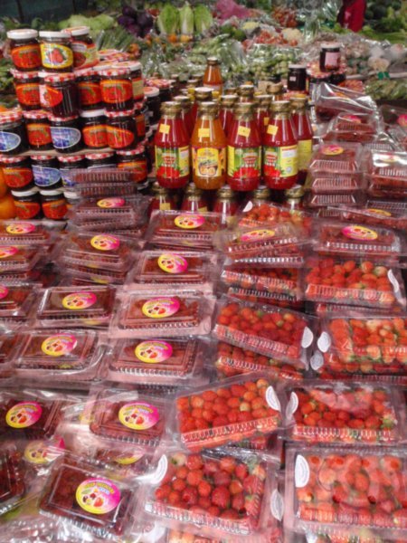 Strawberry products in Brinchang market
