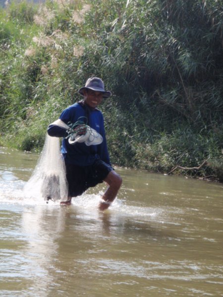 A wading fisherman