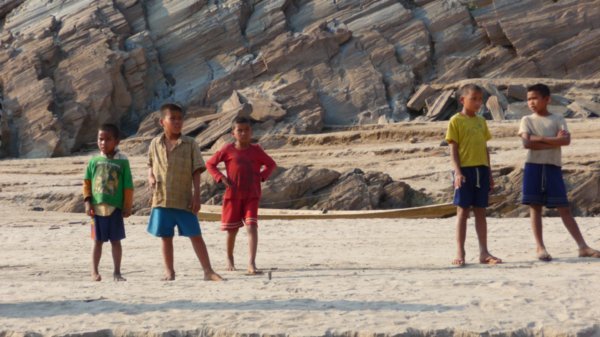 Local boys on the banks of the Mekong