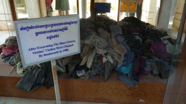 Some of the victims clothes, which had been dug up from the mass graves