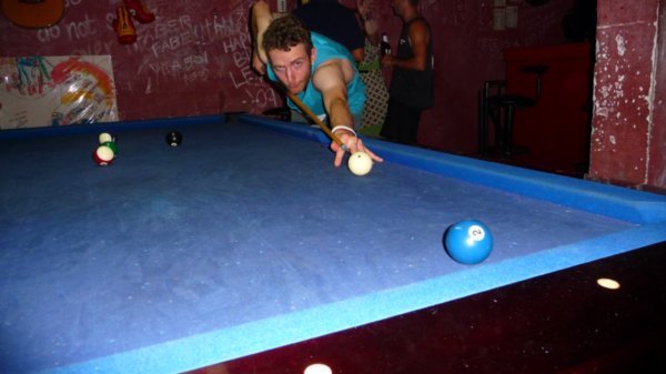 Shooting pool with Aussie Rex