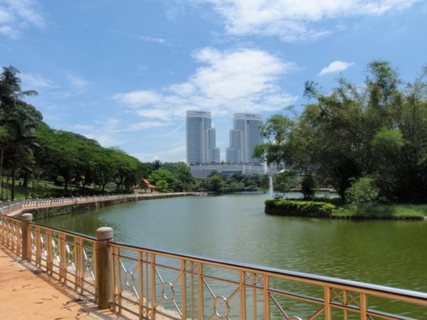 The Hilton and Le Meridien hotels from the Lake Gardens