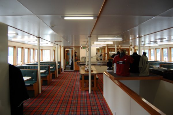 Dining hall on board ship