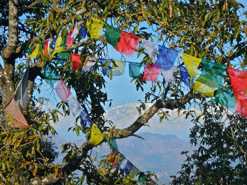 Prayer flags with some mountains