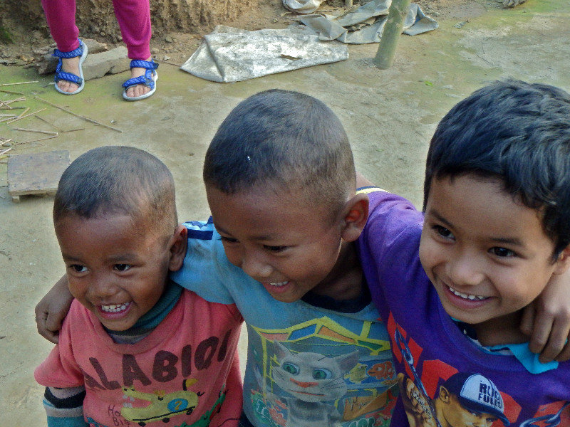 Little boys in the Tharu settlement