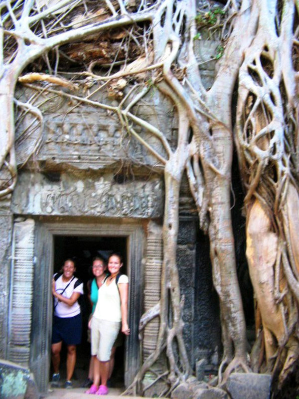 Lauren, ‘another girl’, and me in Angkor Wat, Cambodia