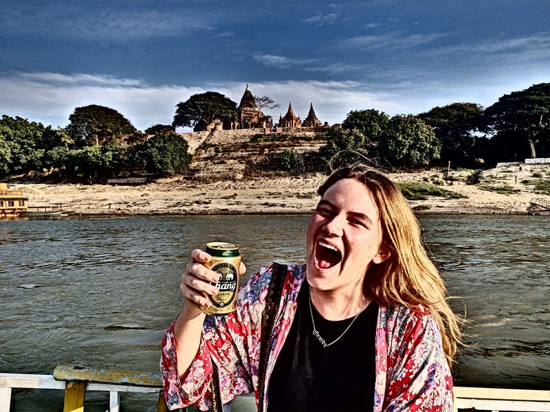 Irrawaddy, Bagan, and beer at sunset! So excited!
