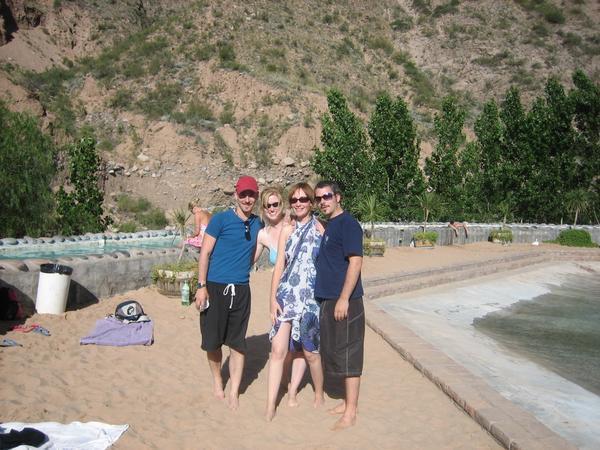 Jade, Melanie, Me and Danin at thermal baths in Cacheuta