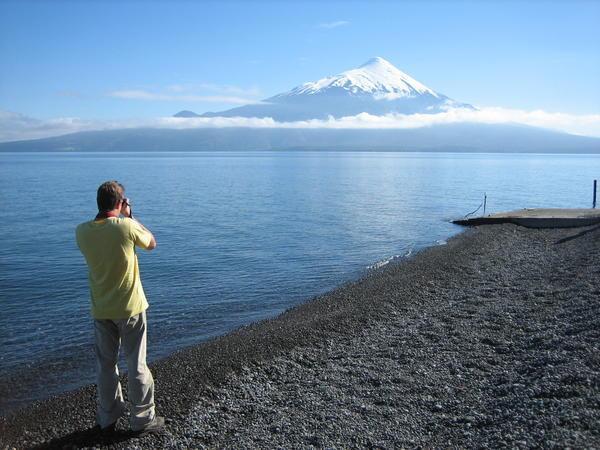 Nick taking a photo of volcano