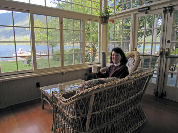 Coffee in the Sunroom at Lake Crescent Lodge
