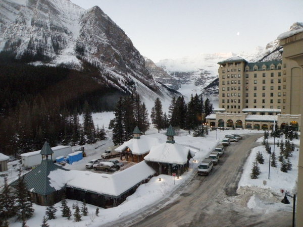 The view from the room at Lake Louise Chateau