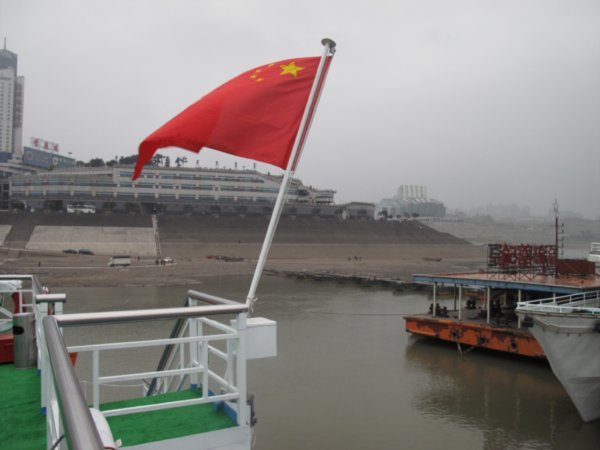 View of bank of ChongQing fronm back of boat