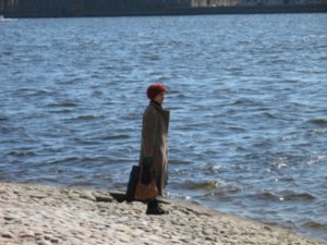 Woman looking across the Neva River
