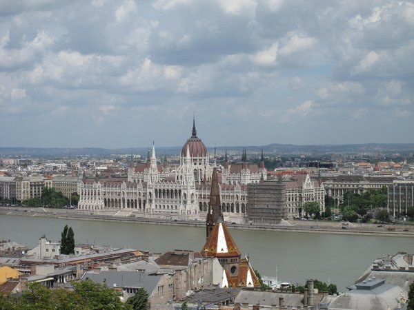 View of Parliament and Pest from the top of Buda hill