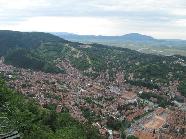 View of Brasov from the nearby hill (where the Brasov sign is)