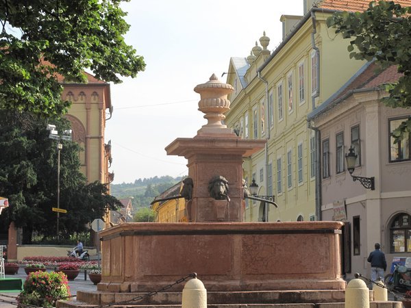 Fountain in town near winery
