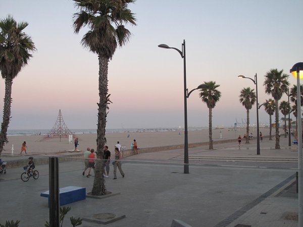 Boardwalk at beach in Valencia
