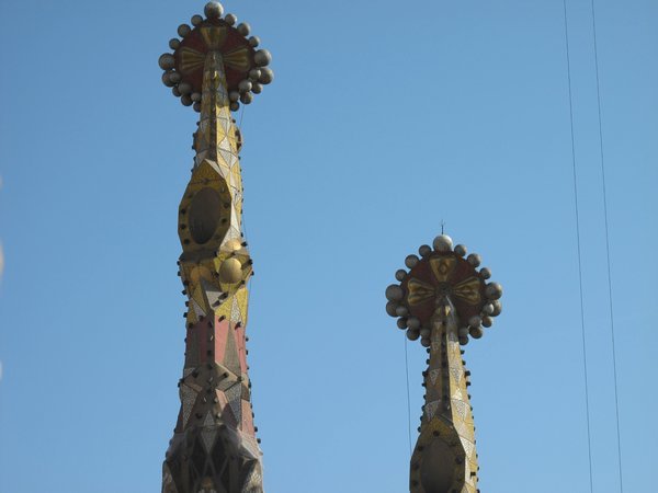 Top of two of the completed spires