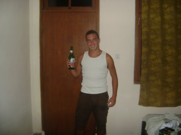 Having a beer before going out for my birthday in Bali