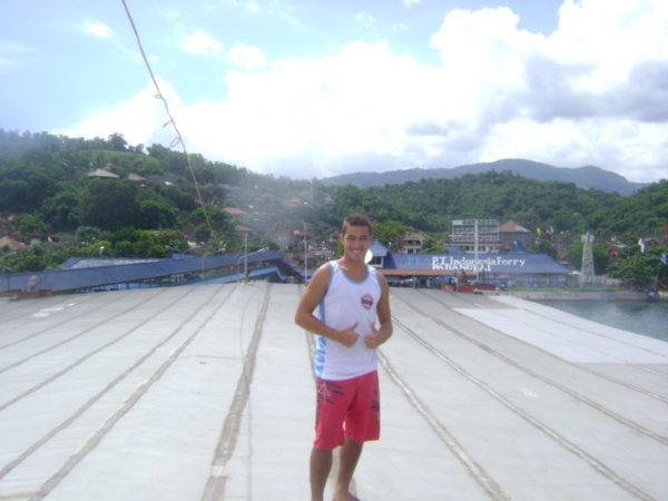 On the roof of the boat to Lombok