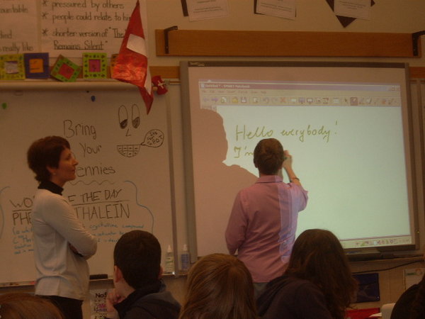 teachers playing with the Smart Board