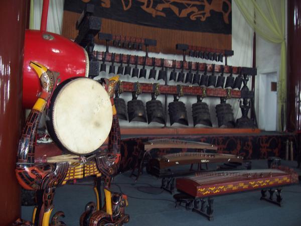 The musical instruments at the pagoda.