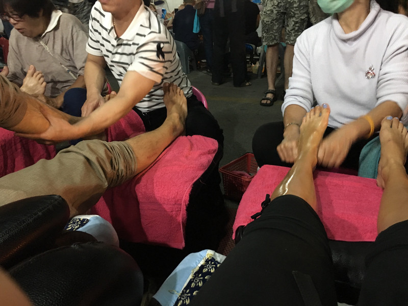 Foot massages at the Sunday Walking Market