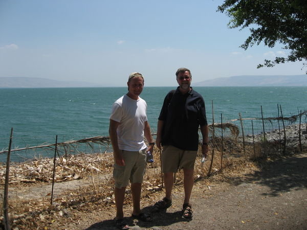 Jarin and Dad at the Sea of Galilee