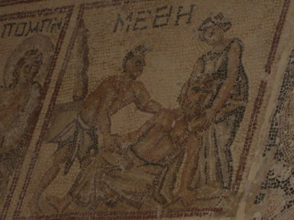 Cool mosaic of drunken Herkales at Tsipori