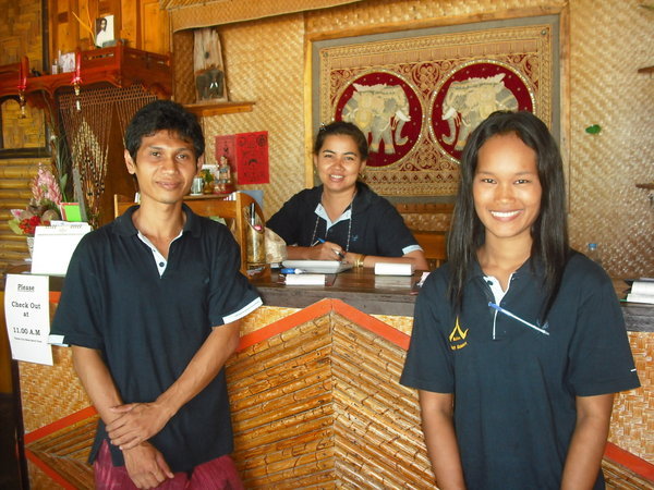 The staff at Relax; the girl on the right told Jason to smile