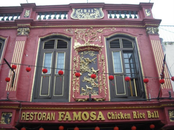 Neat building, chicken rice balls is a Melaka speciality
