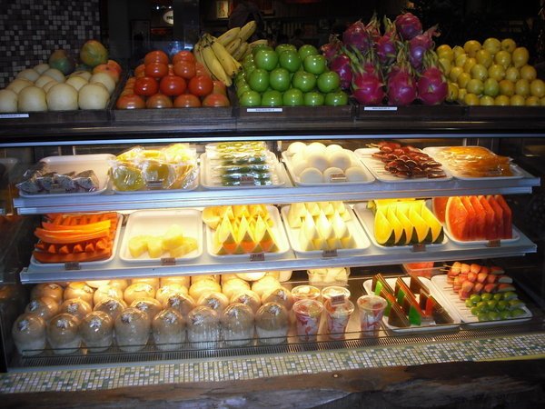 Fresh fruit sold in food court of mall