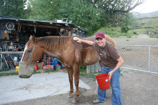 J Washing His Horse