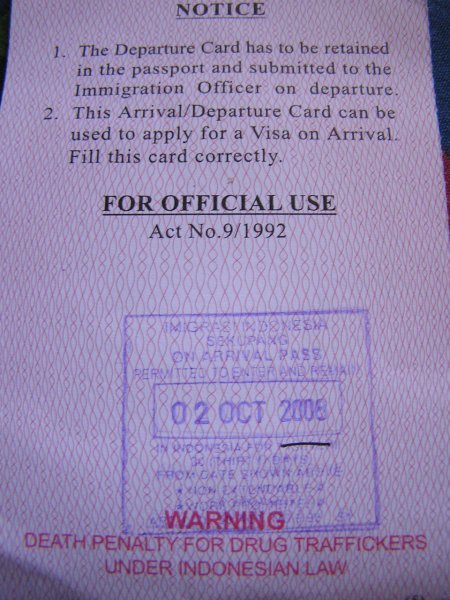 immigration card
