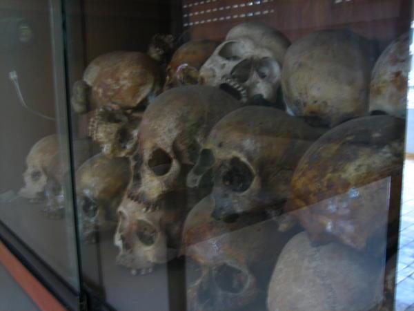 Skulls from the mass graves found at the prison