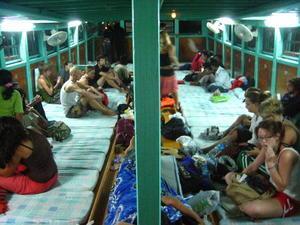 The cramped sleeping area of the over night boat to Krabi...