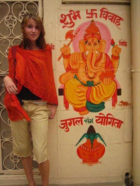 Sarah and Ganesha...who is painted everywhereeee...