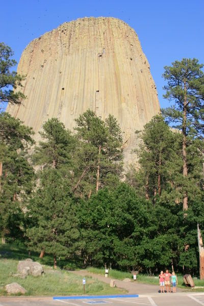 Girls in front of Devil's tower