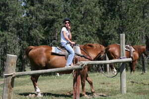 Happy Rachel on the horse