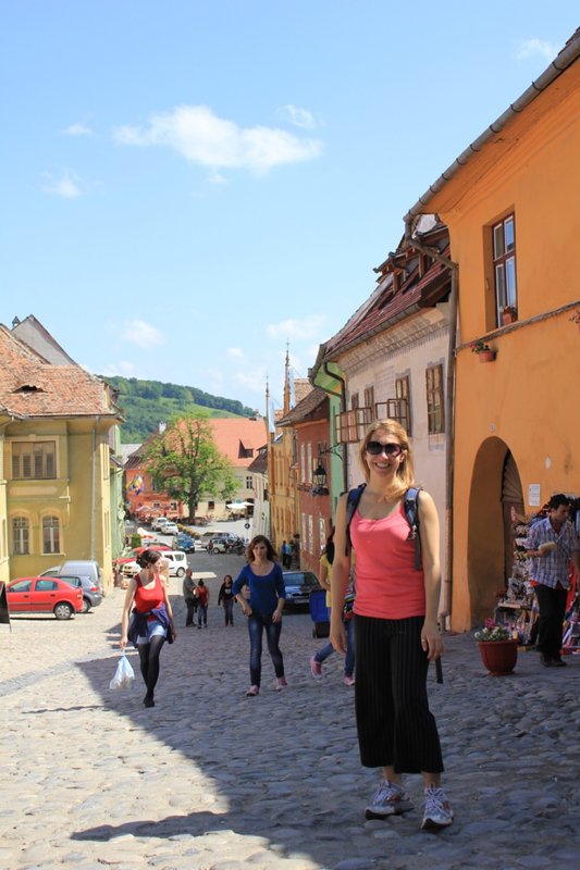 Walking down one of the main streets of the old town