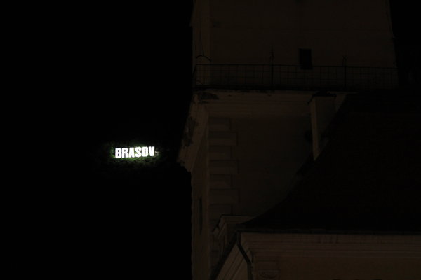The Brasov sign by night