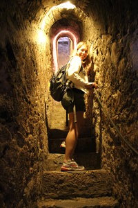 Climbing the stairs of the secret passage