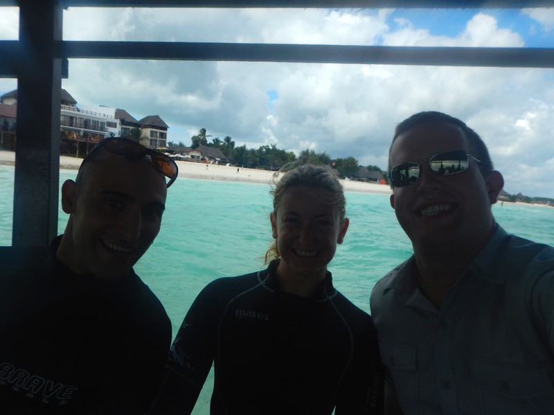 Beau, Holland, and Mike heading out on the dive boat 